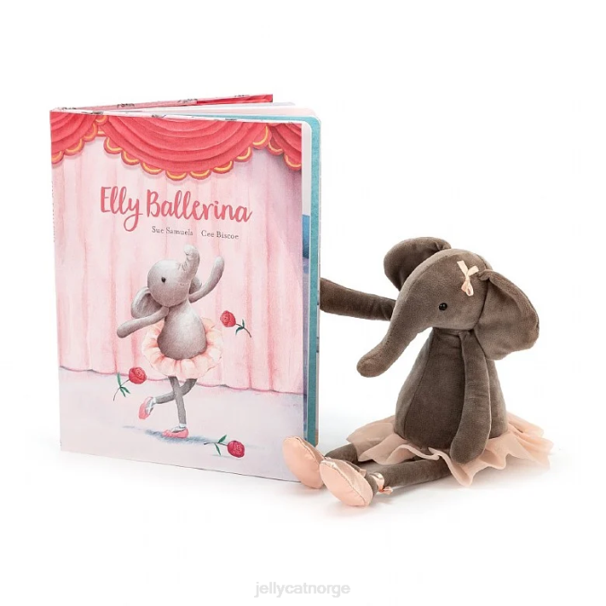 Jellycat elly ballerina bok og dansende darcey elefantgrå bok 8RNH691