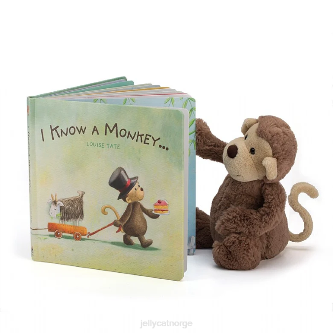 Jellycat jeg kjenner en apebok og en bashful monkey brown bok 8RNH746