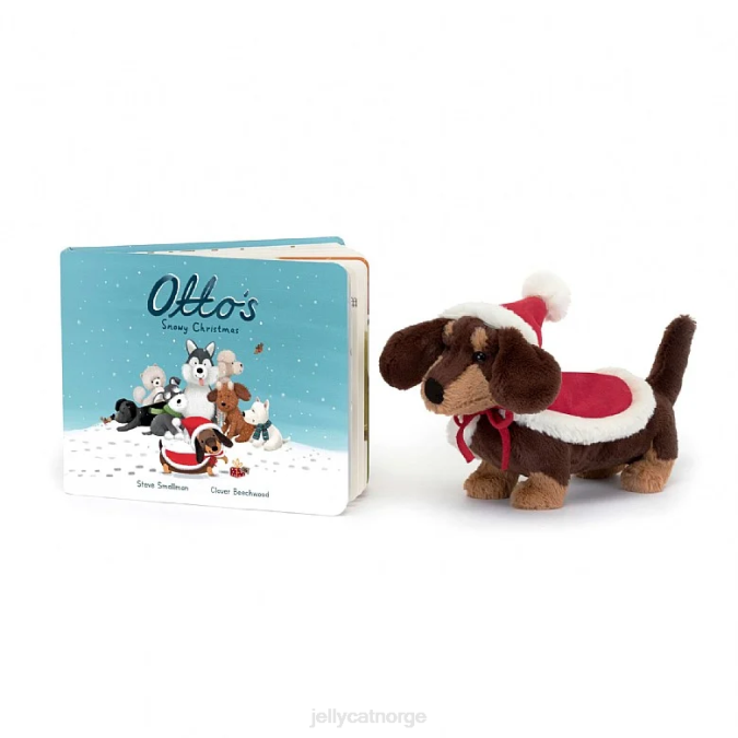 Jellycat ottos snørike julebok & vintervarmere otto pølsehund brun bok 8RNH305
