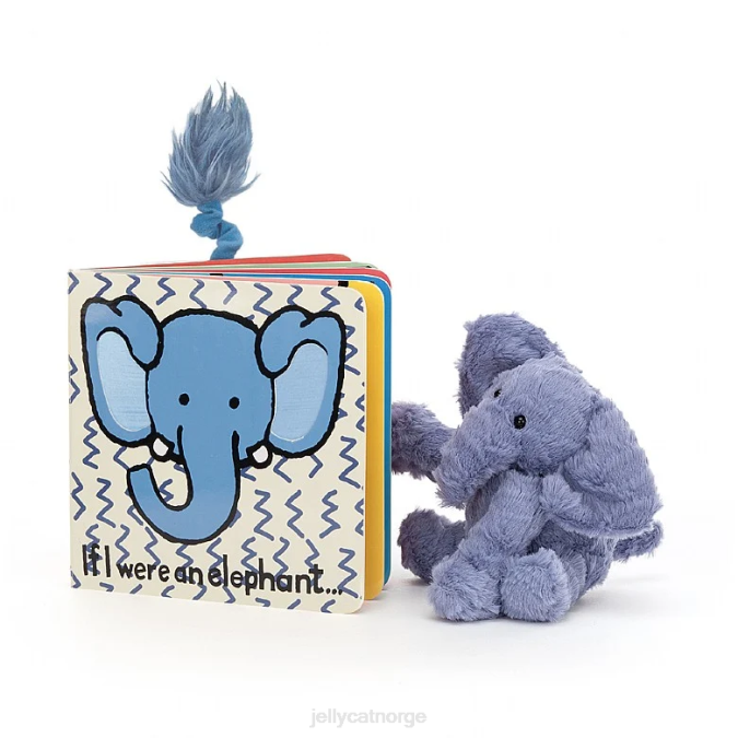 Jellycat hvis jeg var en elefantbok og fuddlewuddle elefantblå bok 8RNH745