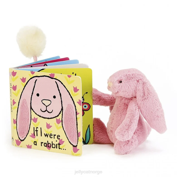 Jellycat hvis jeg var en kaninbok og blufærdig tulipankaninrosa bok 8RNH705