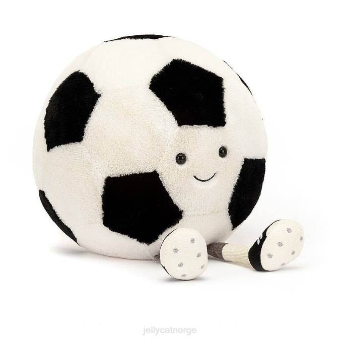 Jellycat morsom sport fotball svart og krem leketøy 8RNH97