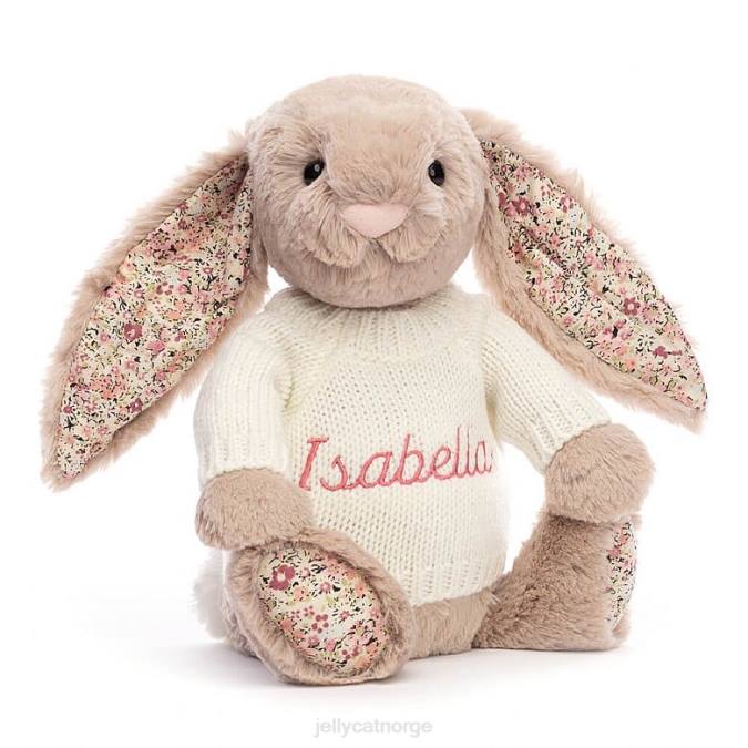 Jellycat blomst bea bunny med personlig krem ​​genser beige leketøy 8RNH160