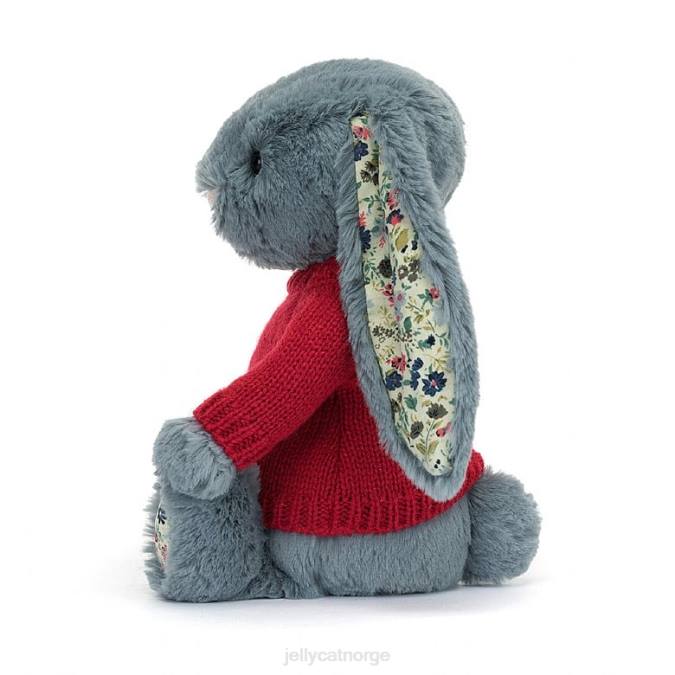 Jellycat blomstrende dusky bunny med personlig rød genser blå leketøy 8RNH474