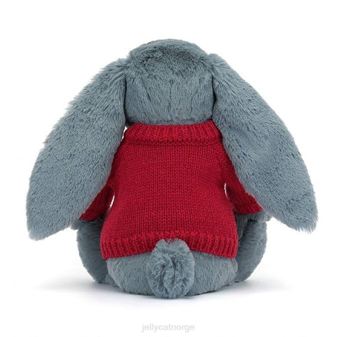 Jellycat blomstrende dusky bunny med personlig rød genser blå leketøy 8RNH474
