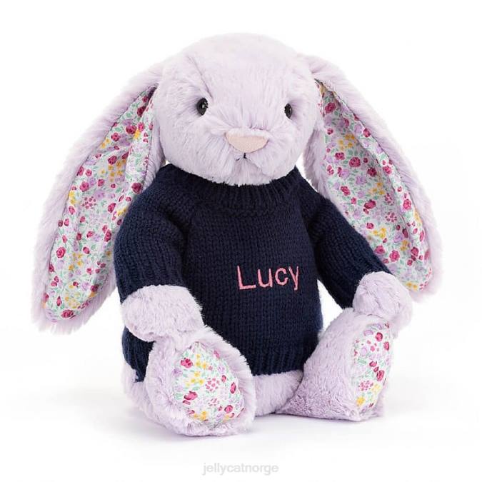 Jellycat blomstrende jasminkanin med personlig marineblå genser lilla leketøy 8RNH472