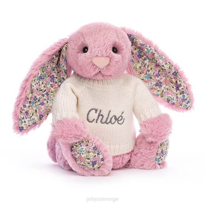 Jellycat blomstrende tulipankanin med personlig kremgenser rosa leketøy 8RNH298