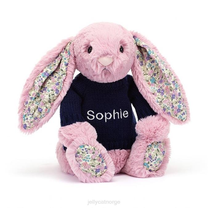 Jellycat blomstrende tulipankanin med personlig marineblå genser rosa leketøy 8RNH466