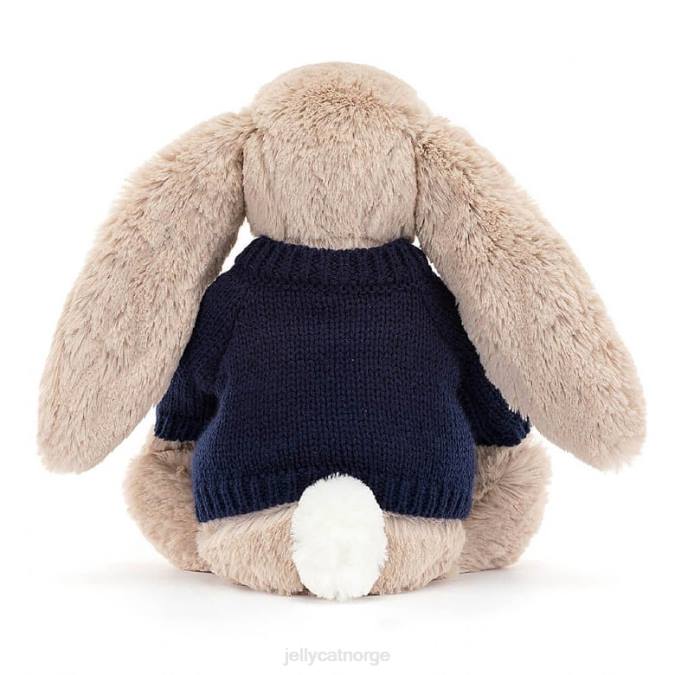 Jellycat blossom bea bunny med personlig marineblå genser beige leketøy 8RNH480
