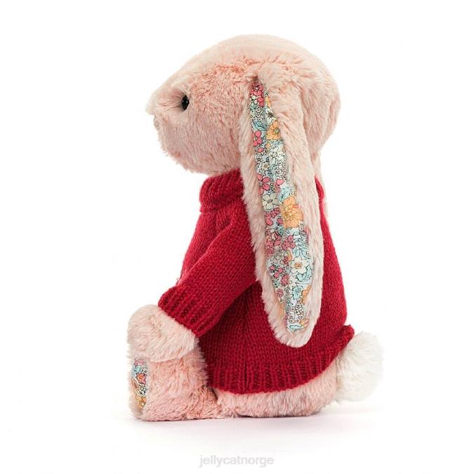 Jellycat blossom blush bunny med personlig rød genser fersken leketøy 8RNH425