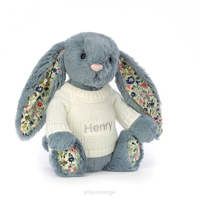 Jellycat blossom dusky med personlig kremgenser blå leketøy 8RNH331