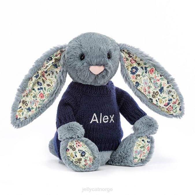 Jellycat blossom dusky med personlig marineblå genser leketøy 8RNH436