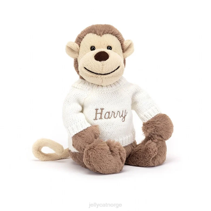 Jellycat bashful ape med personlig kremgenser brun leketøy 8RNH191