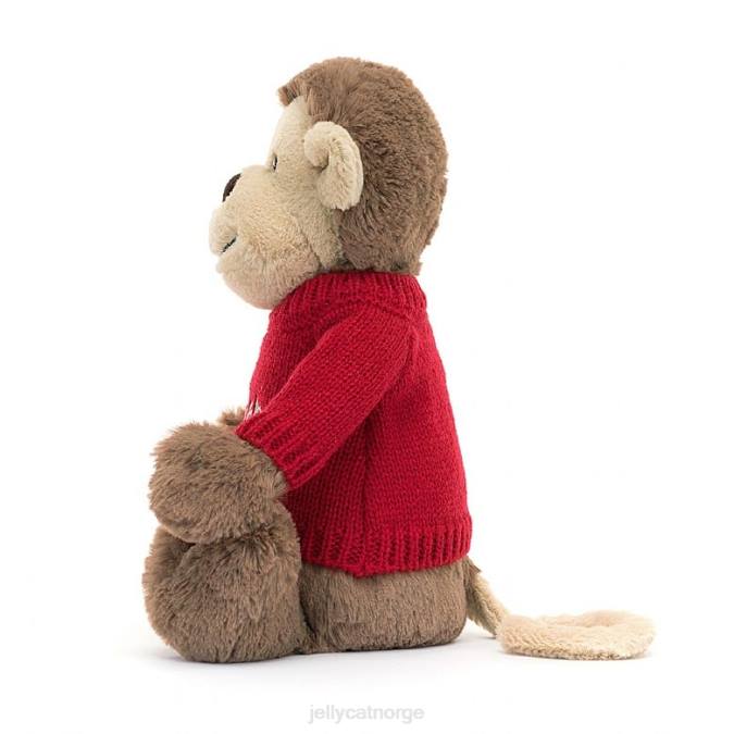 Jellycat bashful ape med personlig rød genser brun leketøy 8RNH189