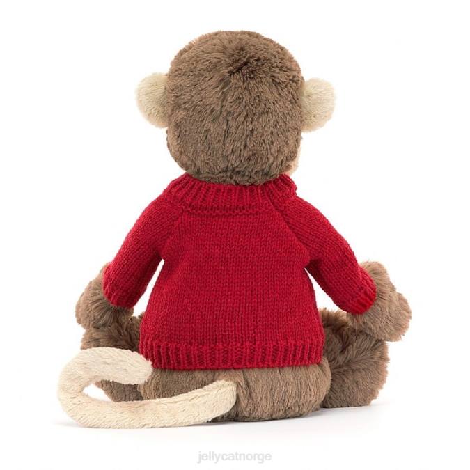 Jellycat bashful ape med personlig rød genser brun leketøy 8RNH189