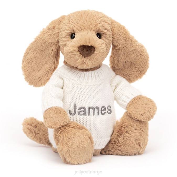 Jellycat bashful fløtekaramellvalp med personlig kremgenser beige leketøy 8RNH135
