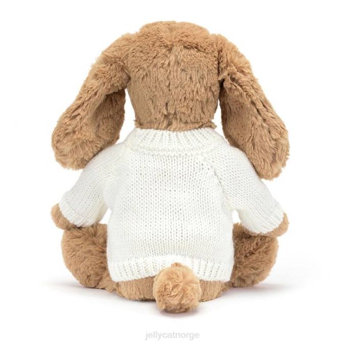 Jellycat bashful fløtekaramellvalp med personlig kremgenser beige leketøy 8RNH135
