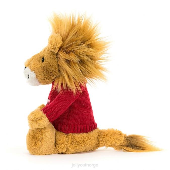 Jellycat bashful løve med personlig rød genser gul leketøy 8RNH546