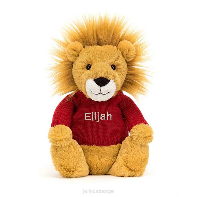 Jellycat bashful løve med personlig rød genser gul leketøy 8RNH546