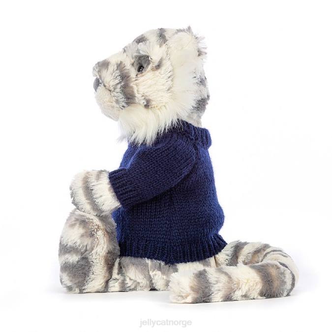 Jellycat bashful snøtiger med personlig marinegenser grå og hvit leketøy 8RNH579