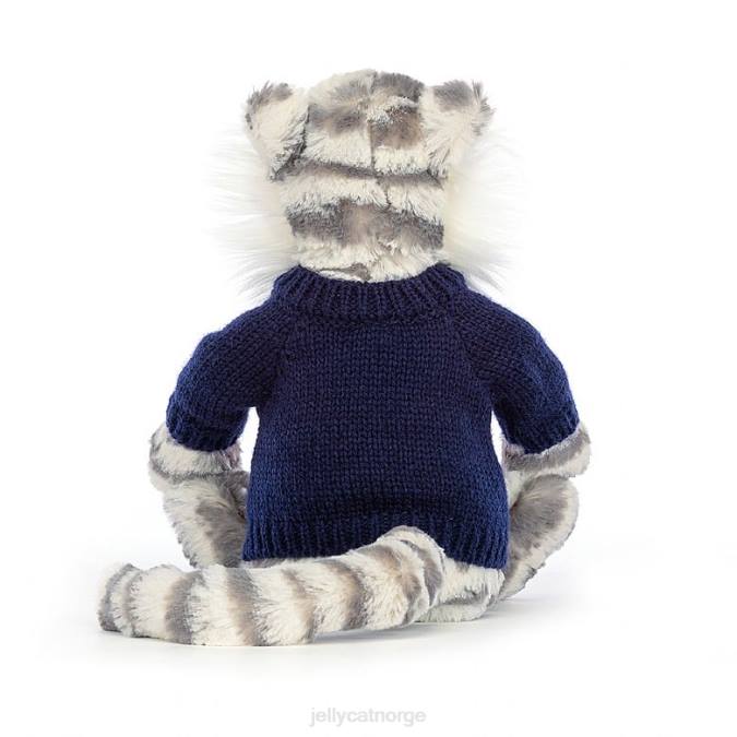 Jellycat bashful snøtiger med personlig marinegenser grå og hvit leketøy 8RNH579