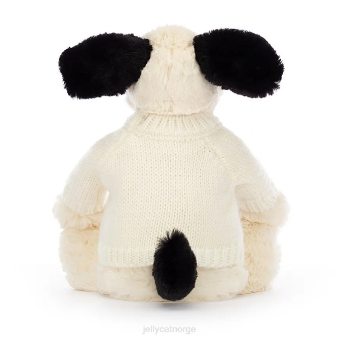 Jellycat bashful svart & krem ​​valp med personlig krem ​​genser svart og hvit leketøy 8RNH256