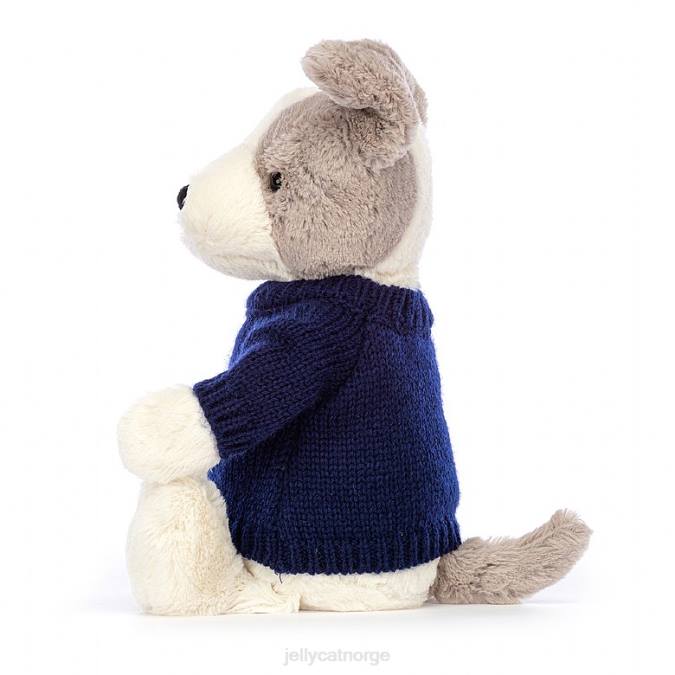 Jellycat bashful terrier med personlig marinegenser grå og hvit leketøy 8RNH516
