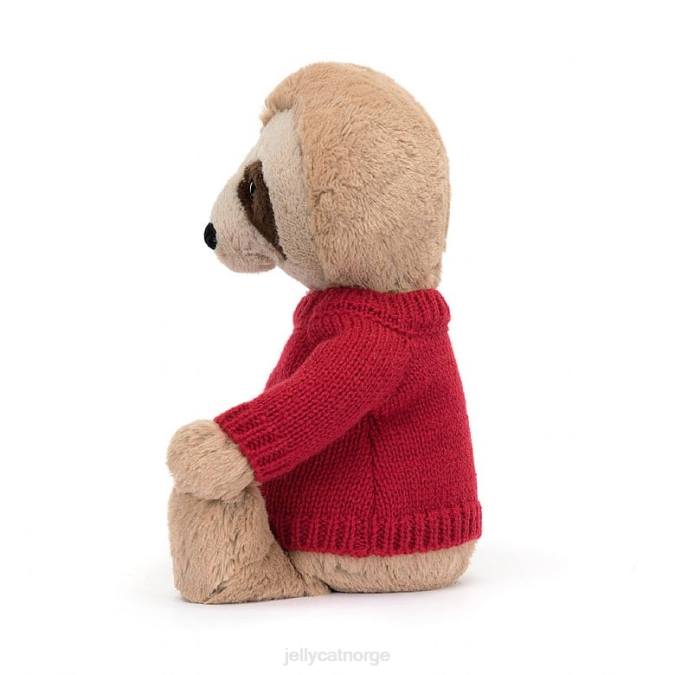 Jellycat blyg dovendyr med personlig rød genserbrun leketøy 8RNH205