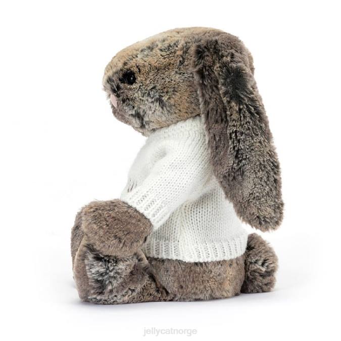 Jellycat bashful bomullshalekanin med personlig kremgenser, grå leketøy 8RNH354
