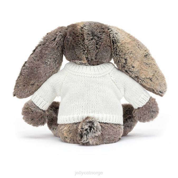 Jellycat bashful bomullshalekanin med personlig kremgenser, grå leketøy 8RNH354