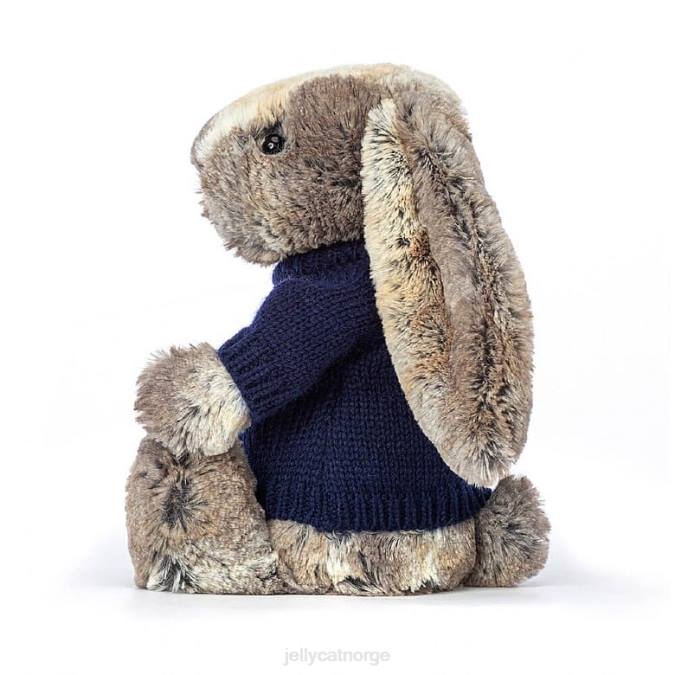 Jellycat bashful cottontail bunny med personlig marine genser grå leketøy 8RNH397