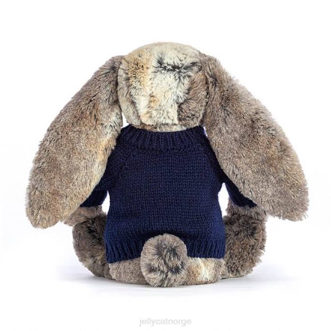 Jellycat bashful cottontail bunny med personlig marine genser grå leketøy 8RNH397