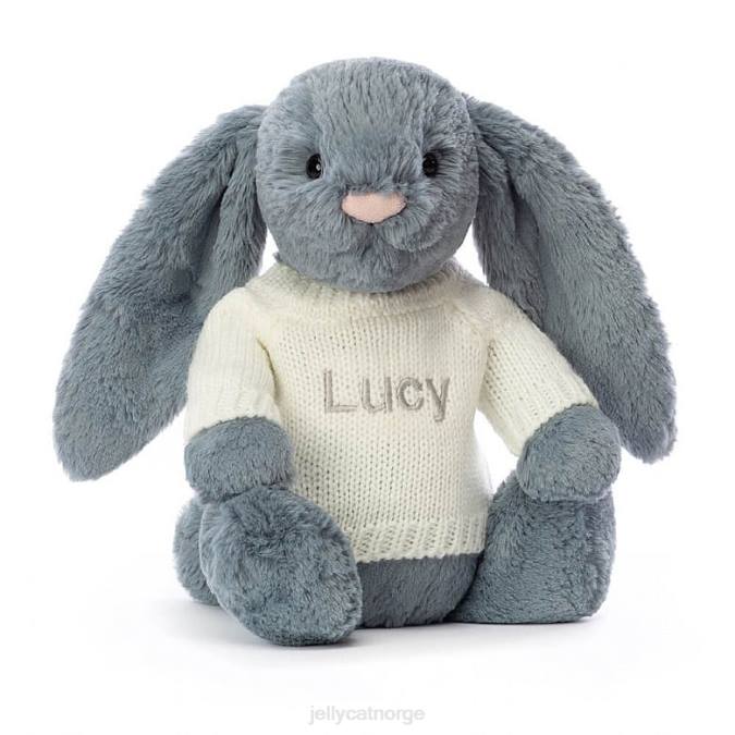 Jellycat bashful dusky bunny med personlig kremgenser blå leketøy 8RNH266