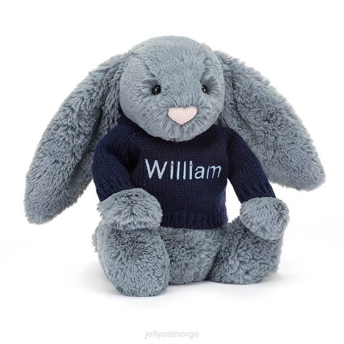 Jellycat bashful dusky bunny med personlig marineblå genser leketøy 8RNH244