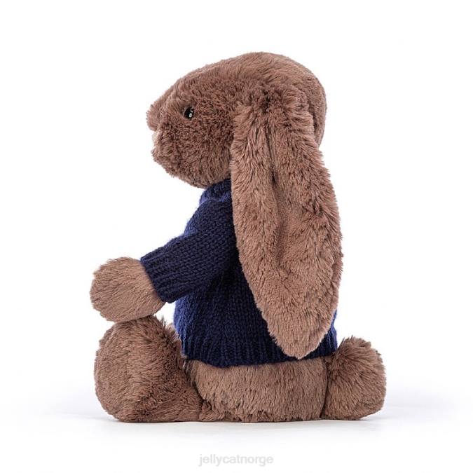 Jellycat bashful fudge-kanin med personlig marineblå gensersjokolade leketøy 8RNH522