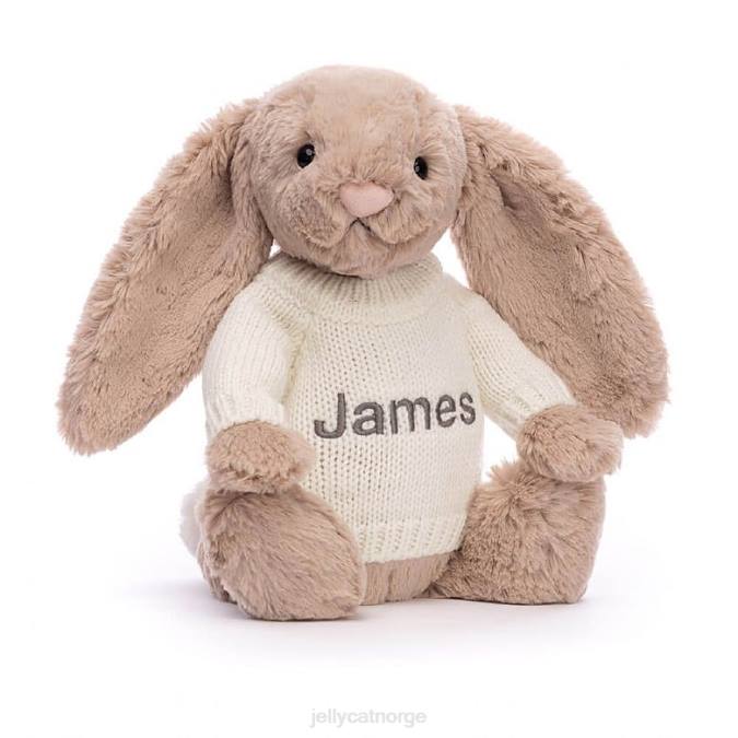 Jellycat bashful kanin med personlig kremgenser beige leketøy 8RNH146