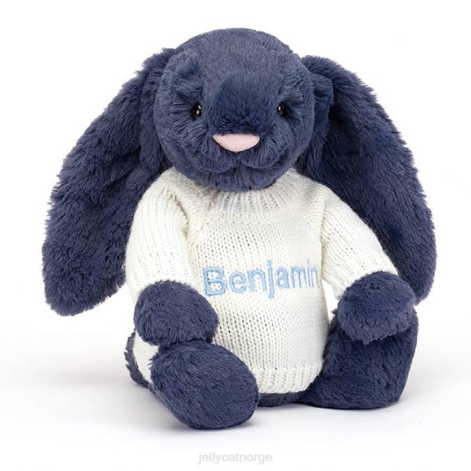 Jellycat bashful kanin med personlig kremgenser marine leketøy 8RNH389