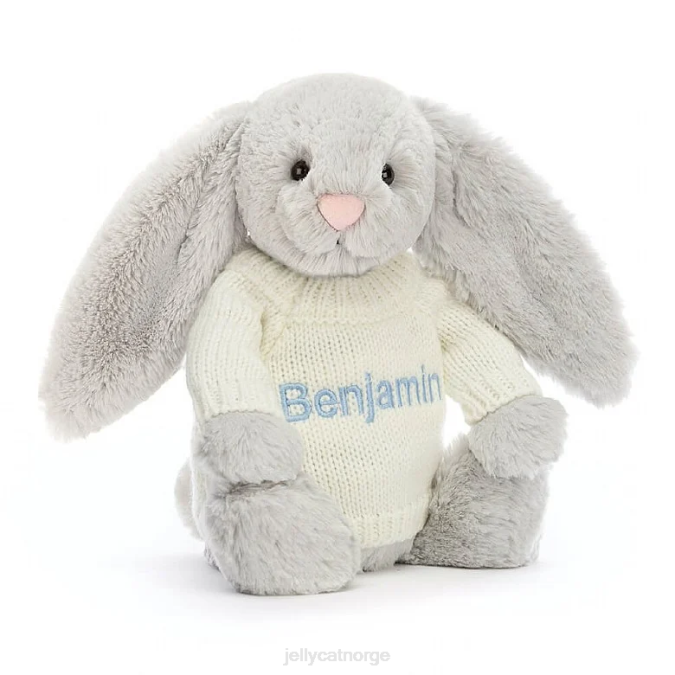 Jellycat bashful kanin med personlig kremgenser sølv leketøy 8RNH371