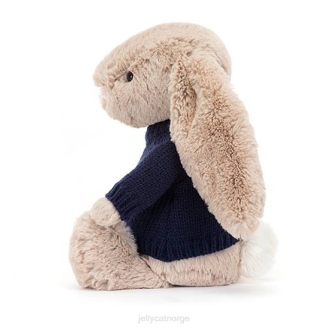 Jellycat bashful kanin med personlig marineblå genser beige leketøy 8RNH147