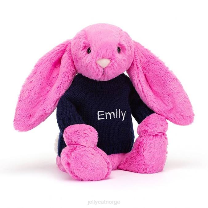 Jellycat bashful kanin med personlig marineblå genser i rosa leketøy 8RNH470