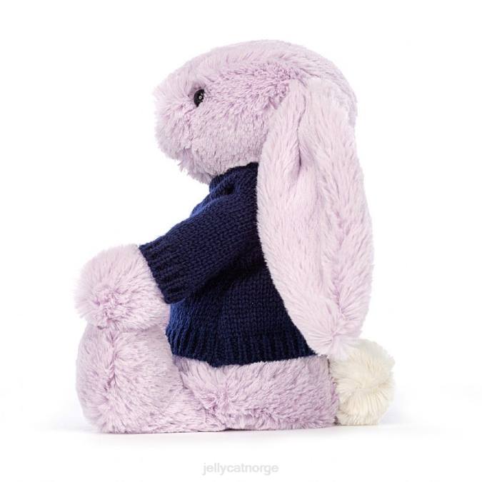 Jellycat bashful kanin med personlig marineblå genser lilla leketøy 8RNH453
