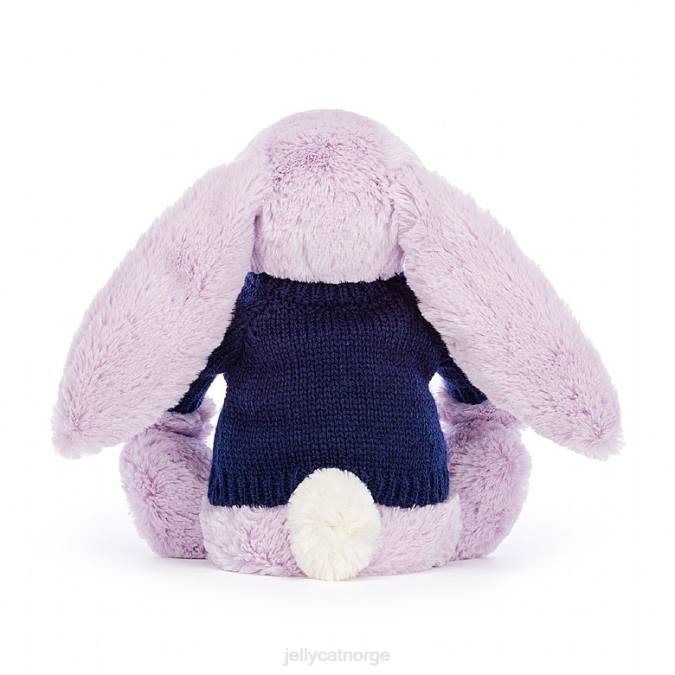Jellycat bashful kanin med personlig marineblå genser lilla leketøy 8RNH453