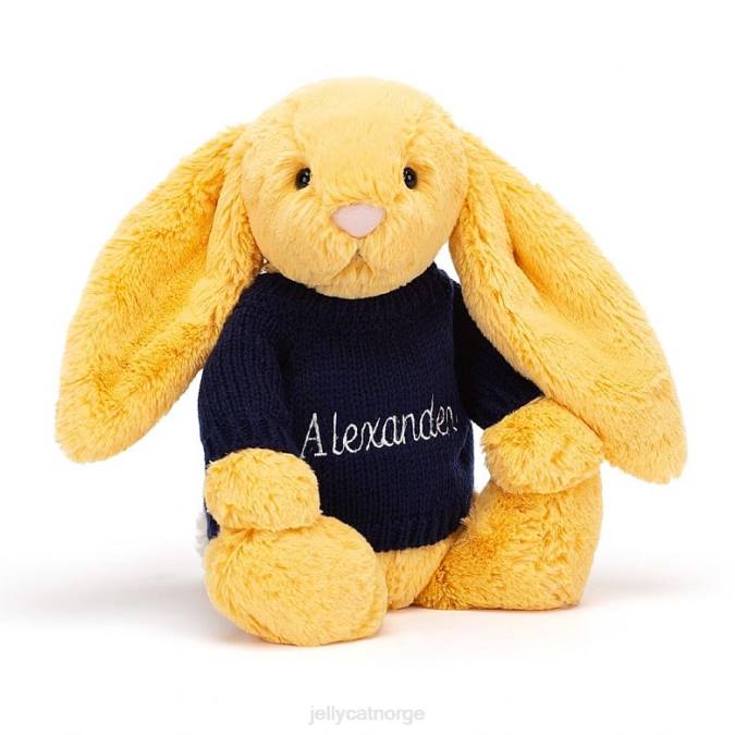 Jellycat bashful kanin med personlig marineblå genser solskinn leketøy 8RNH390