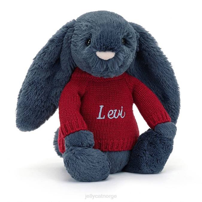 Jellycat bashful kanin med personlig rød genser marine leketøy 8RNH374