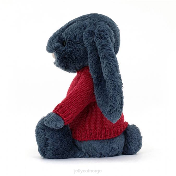 Jellycat bashful kanin med personlig rød genser marine leketøy 8RNH374