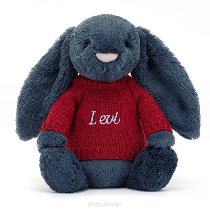 Jellycat bashful kanin med personlig rød genser marine leketøy 8RNH374