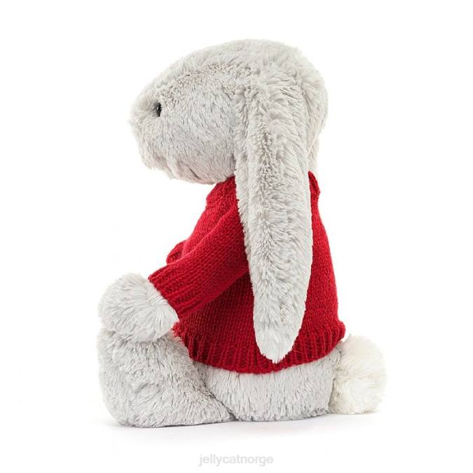 Jellycat bashful kanin med personlig rød genser sølv leketøy 8RNH245