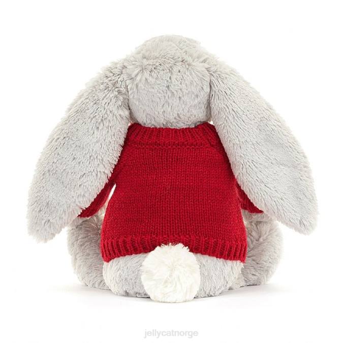 Jellycat bashful kanin med personlig rød genser sølv leketøy 8RNH245