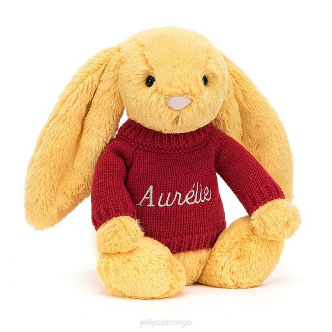Jellycat bashful kanin med personlig rød genser solskinn leketøy 8RNH332