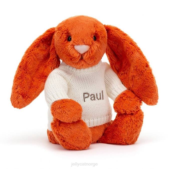 Jellycat bashful mandarin kanin med personlig krem ​​genser oransje leketøy 8RNH504